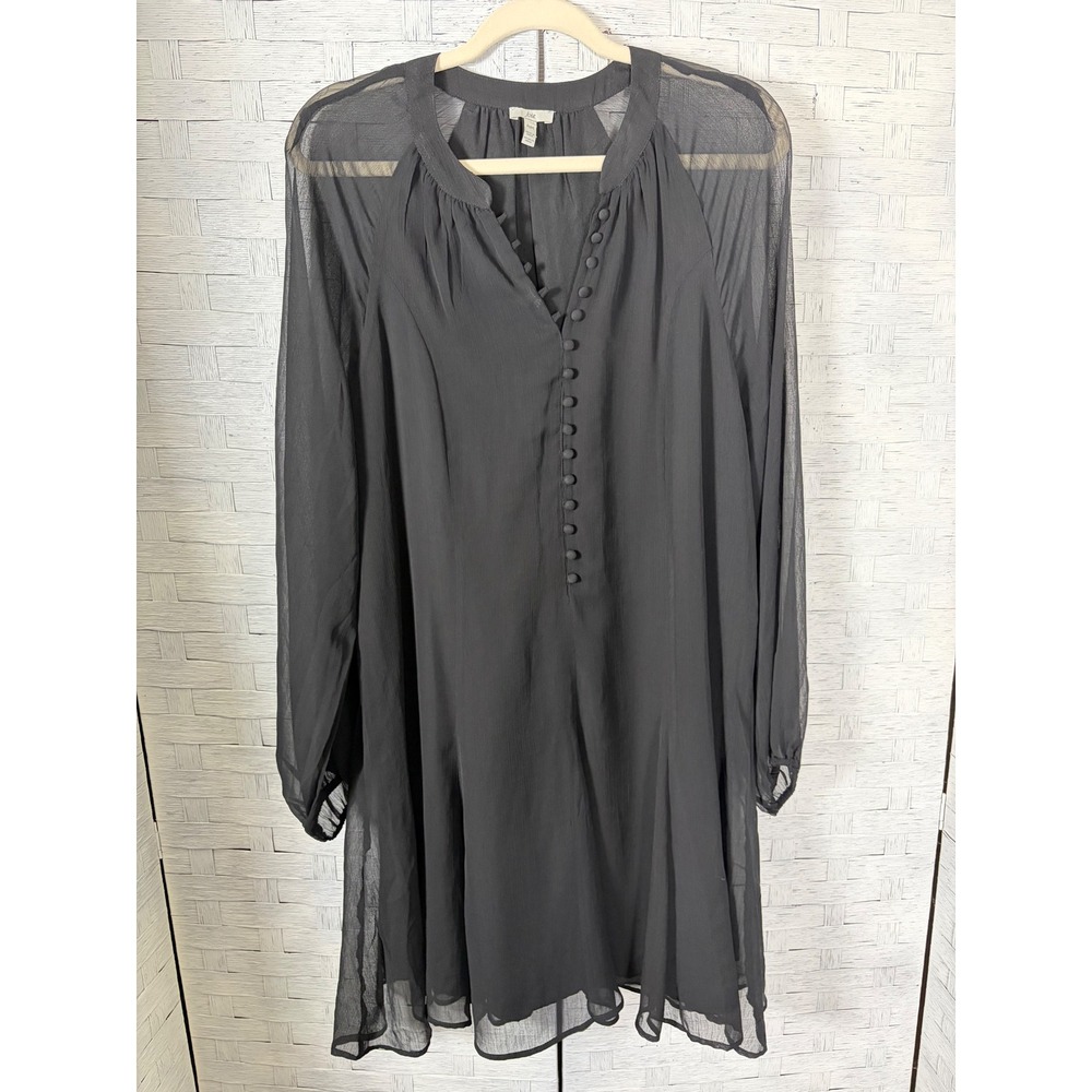 Joie‎ Womens Dress Shirt Black Sheer Sleeve Button Front minimalist RN 165589